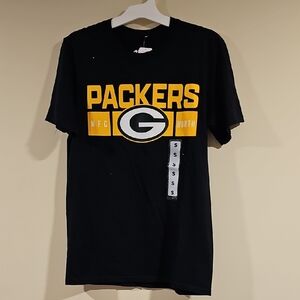 Green Bay Packers Black Short Sleeve Tee - Team Logo